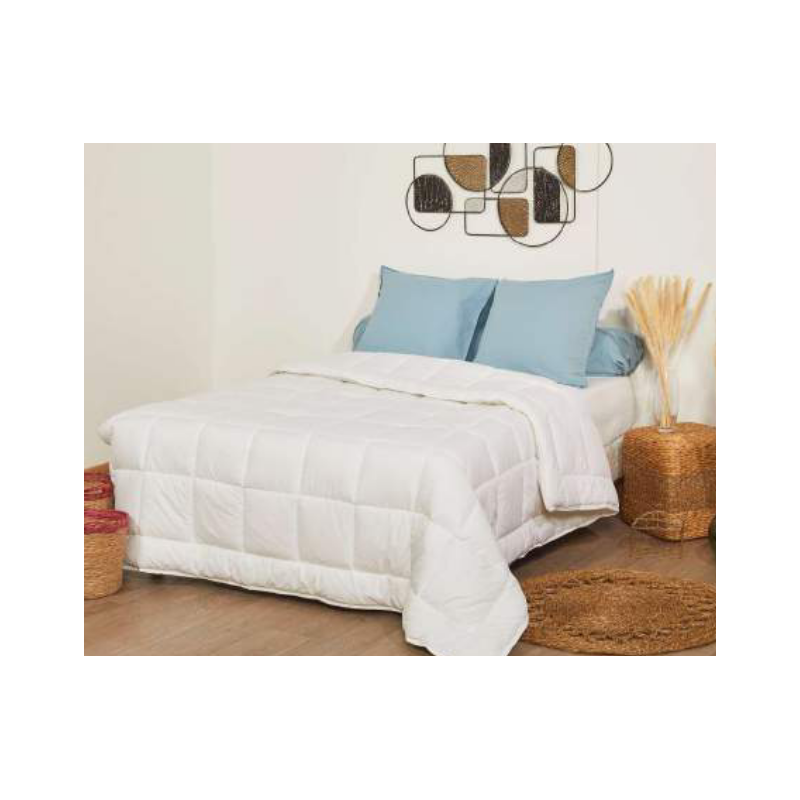 Couette hiver 140x200 400 g/m² , blanche Stopflam 100% polyester